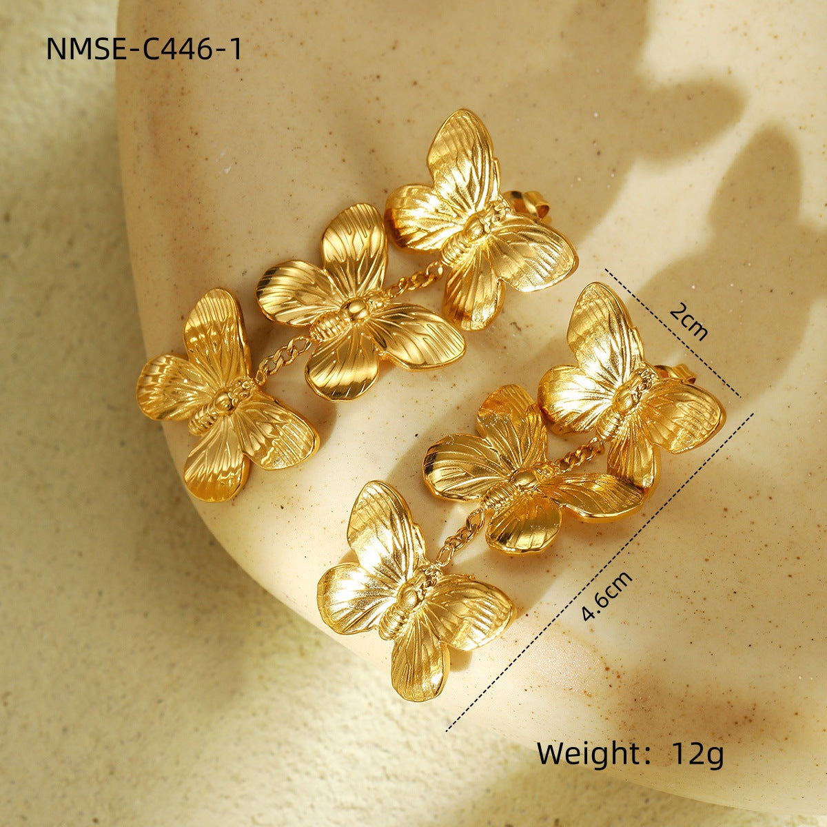 Pearl Butterfly Tassel Titanium Steel Earrings Fashionable All Match Light Luxury High Sense Stainless Steel Studs Secondary image
