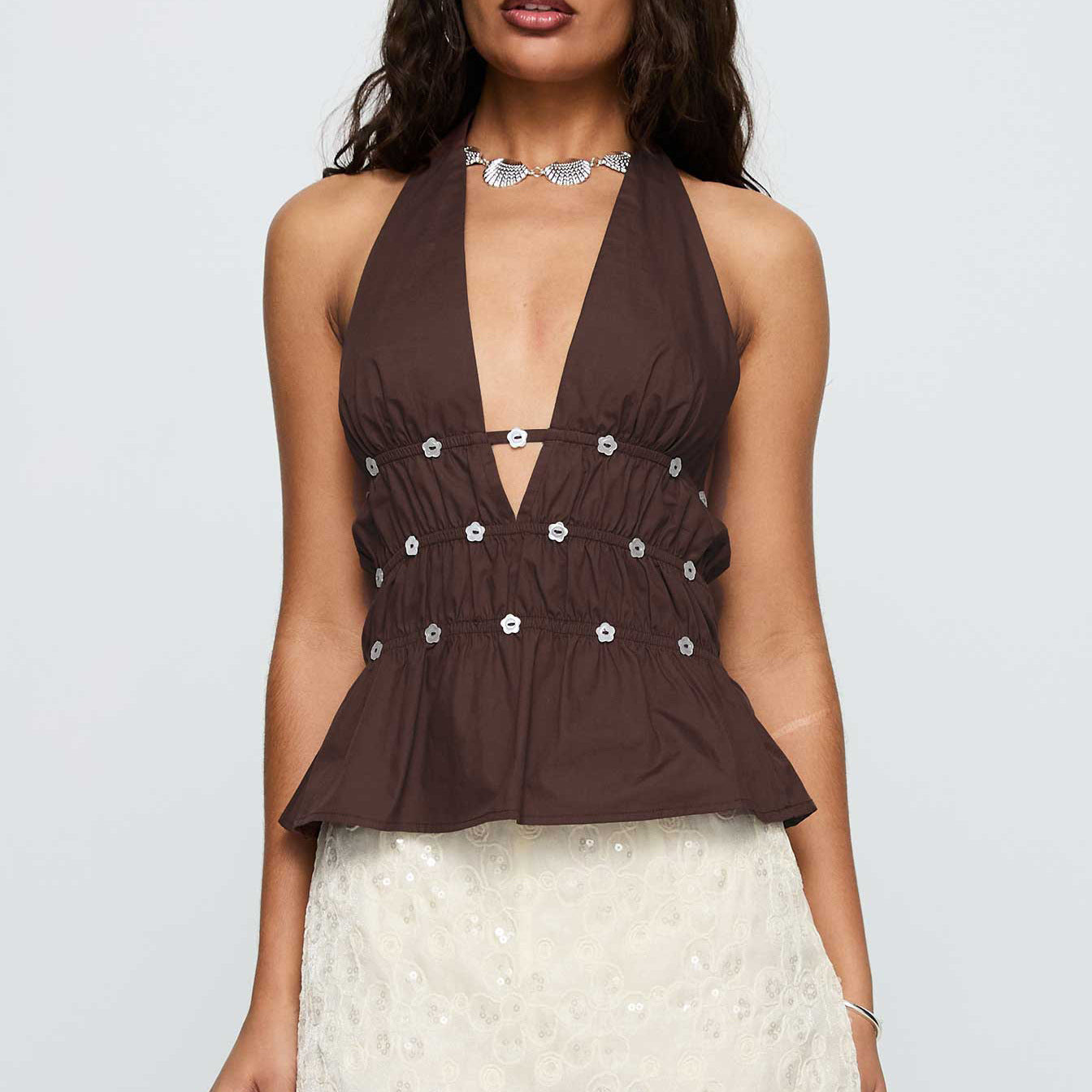 Summer Nail Deep V Plunge Halterneck Vest Sexy Cutout Sexy Backless Top Main image