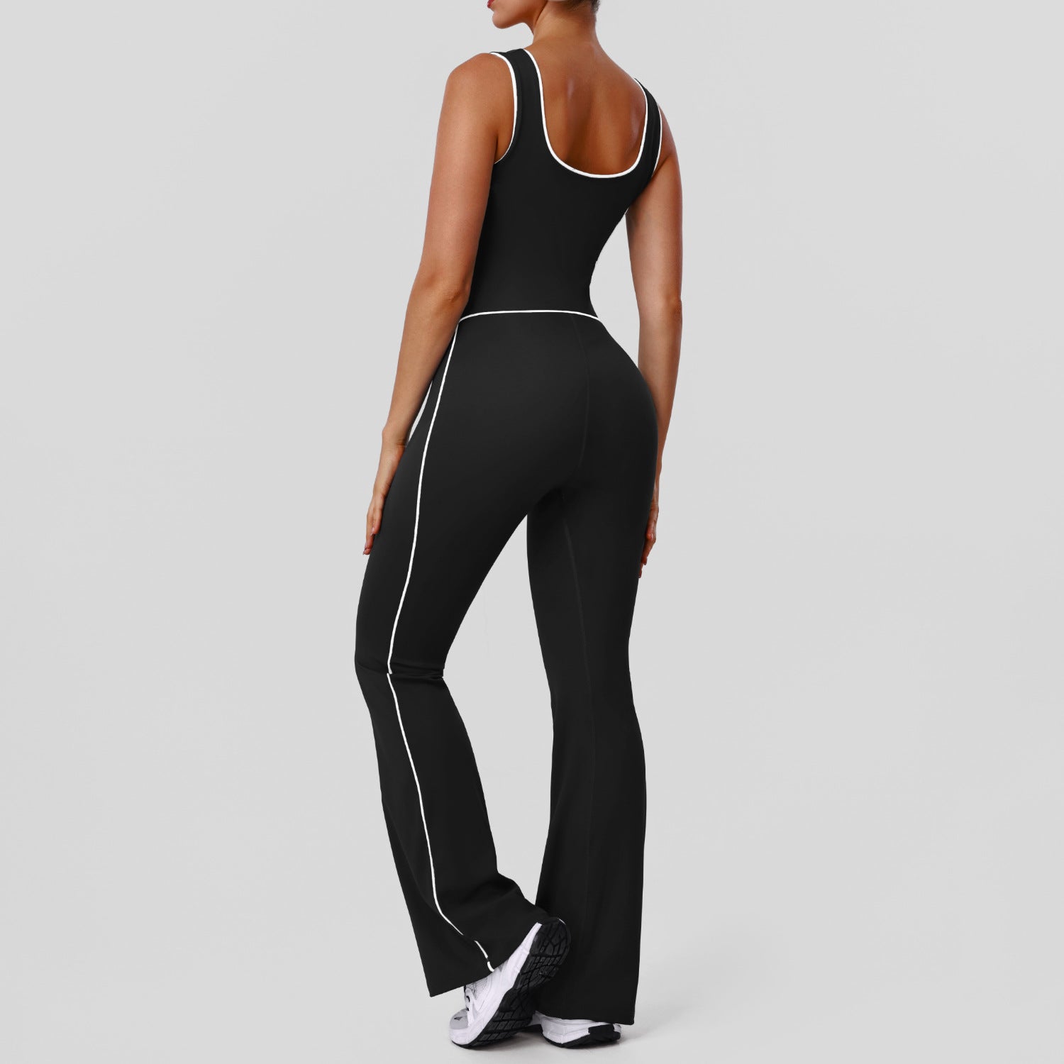 Hollow Out Cutout Contrast Color Shaping Yoga Bodysuit Peach Hip Micro Pull Jumpsuit Fitness Sportswear with Pad Secondary image