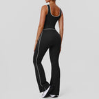 Hollow Out Cutout Contrast Color Shaping Yoga Bodysuit Peach Hip Micro Pull Jumpsuit Fitness Sportswear with Pad