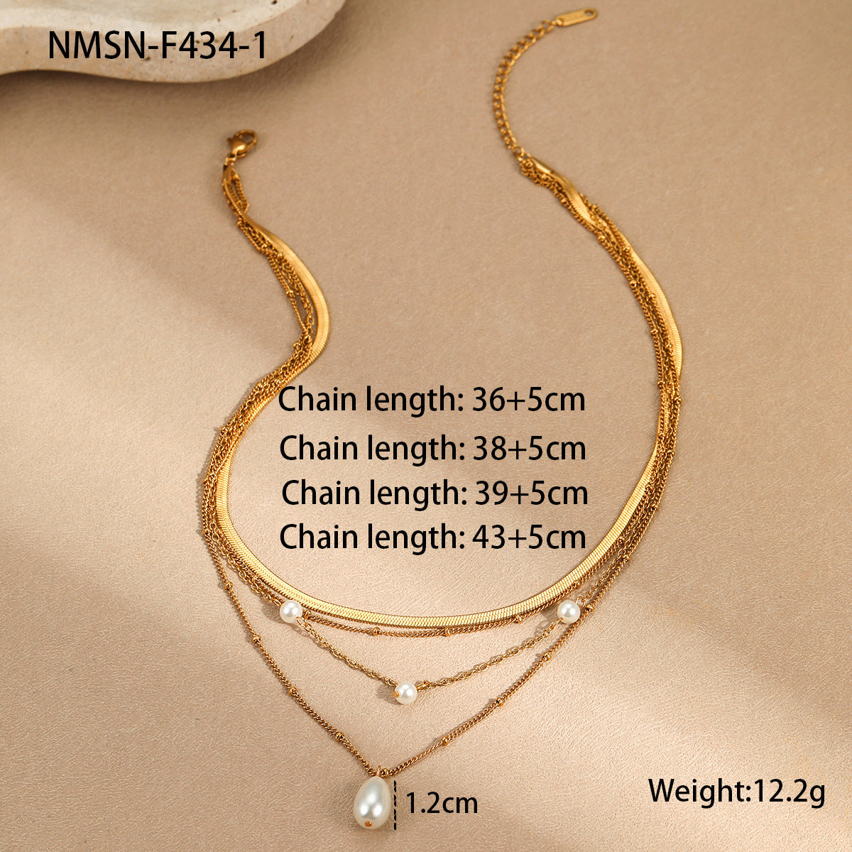 Water Drop Imitation Pearl Tassel Embellished Multi Layer Necklace Women Twin Simple Accessories Secondary image