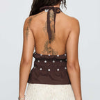 Summer Nail Deep V Plunge Halterneck Vest Sexy Cutout Sexy Backless Top