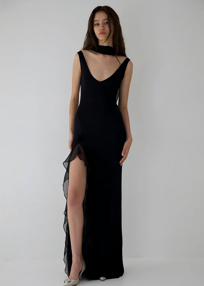 THE SIENNA BACKLESS RIBON MAXI DRESS