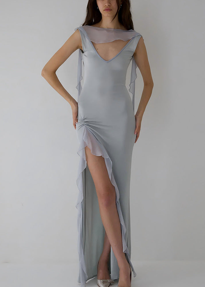 THE SIENNA BACKLESS RIBON MAXI DRESS