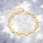 Waterproof Happy Face Charm Link Bracelet