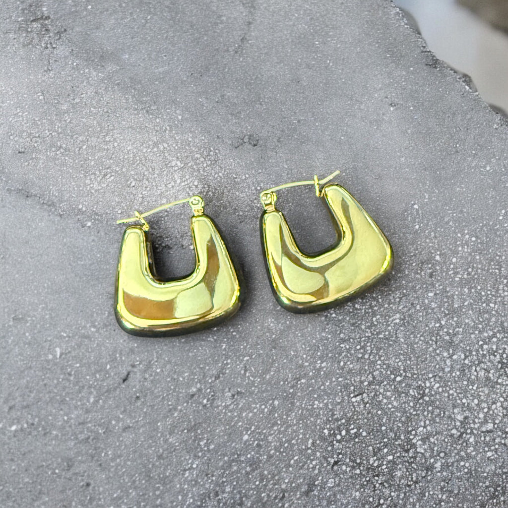 Waterproof Puffy Square Hoop Earrings