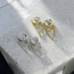 Waterproof Chain Drop Huggie Hoop Earrings