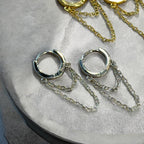 Waterproof Chain Drop Huggie Hoop Earrings