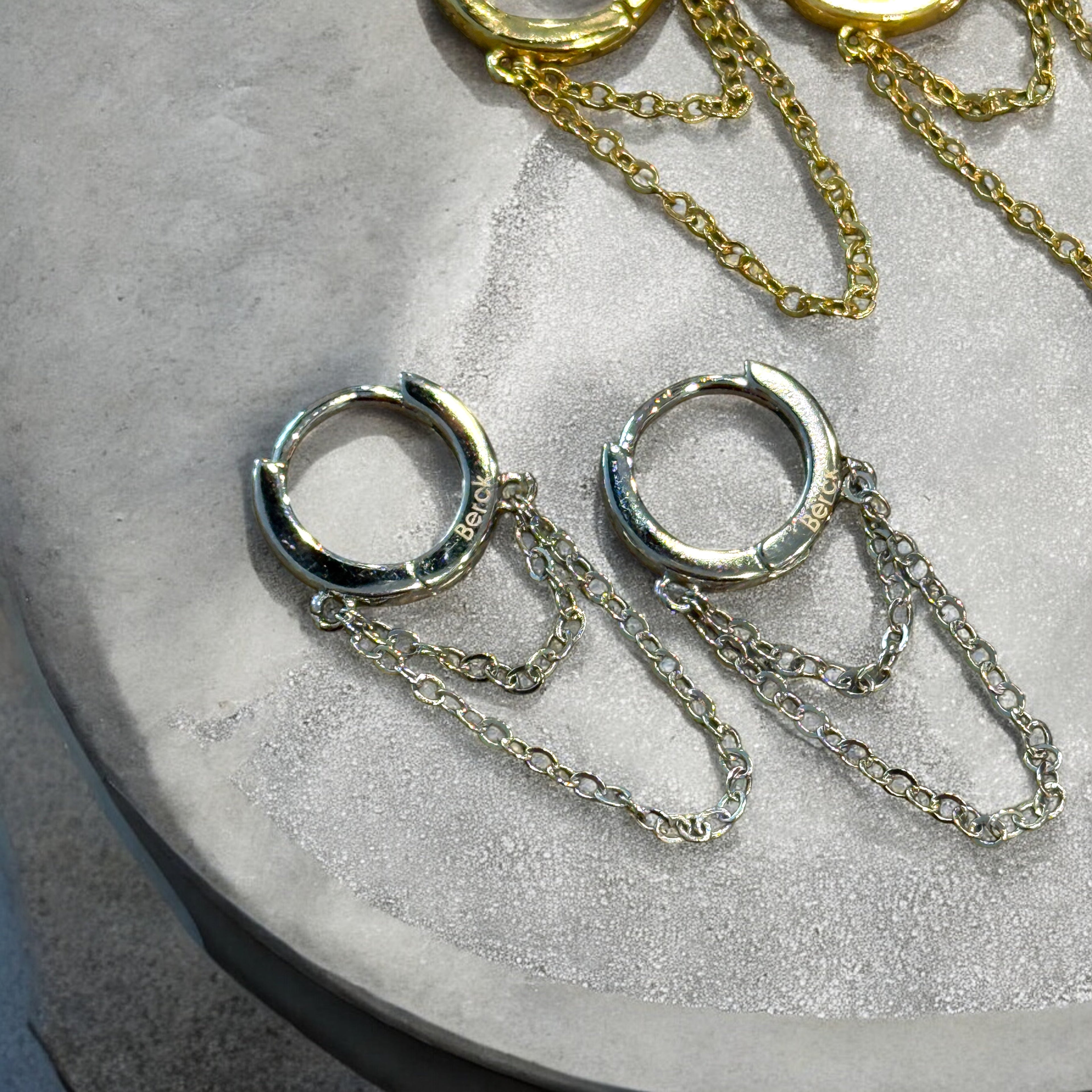 Waterproof Chain Drop Huggie Hoop Earrings