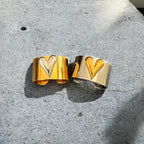 Waterproof Two-Tone Puffed Heart Ring