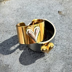 Waterproof Two-Tone Puffed Heart Ring