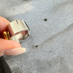 Waterproof Two-Tone Puffed Heart Ring