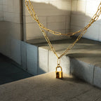 Waterproof Double Layer Lock Pendant Necklace