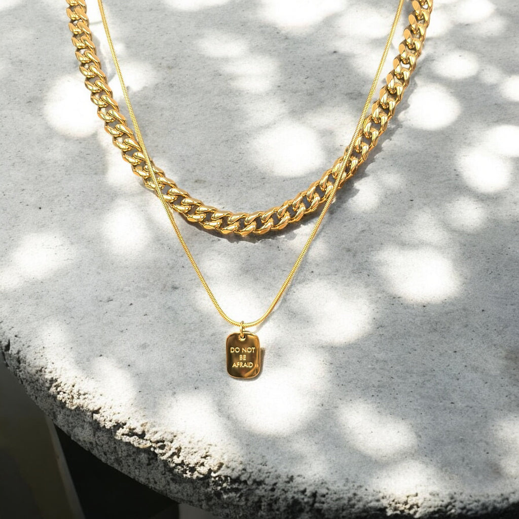Waterproof “Do Not Be Afraid” Layered Necklace Set