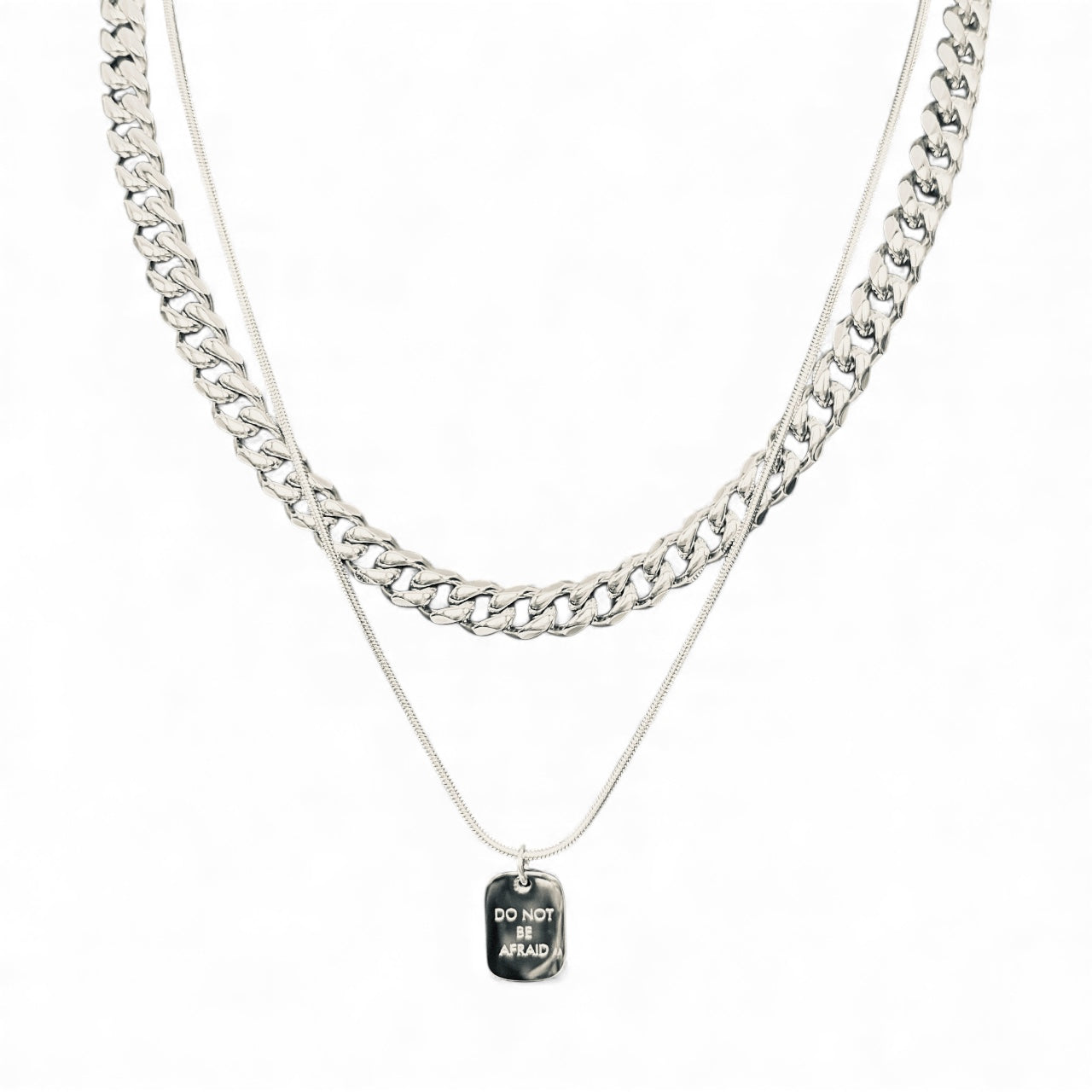 Waterproof “Do Not Be Afraid” Layered Necklace Set