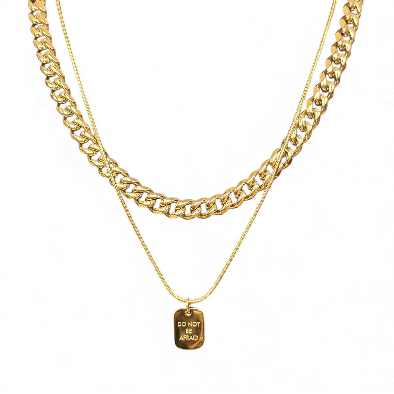 Waterproof “Do Not Be Afraid” Layered Necklace Set