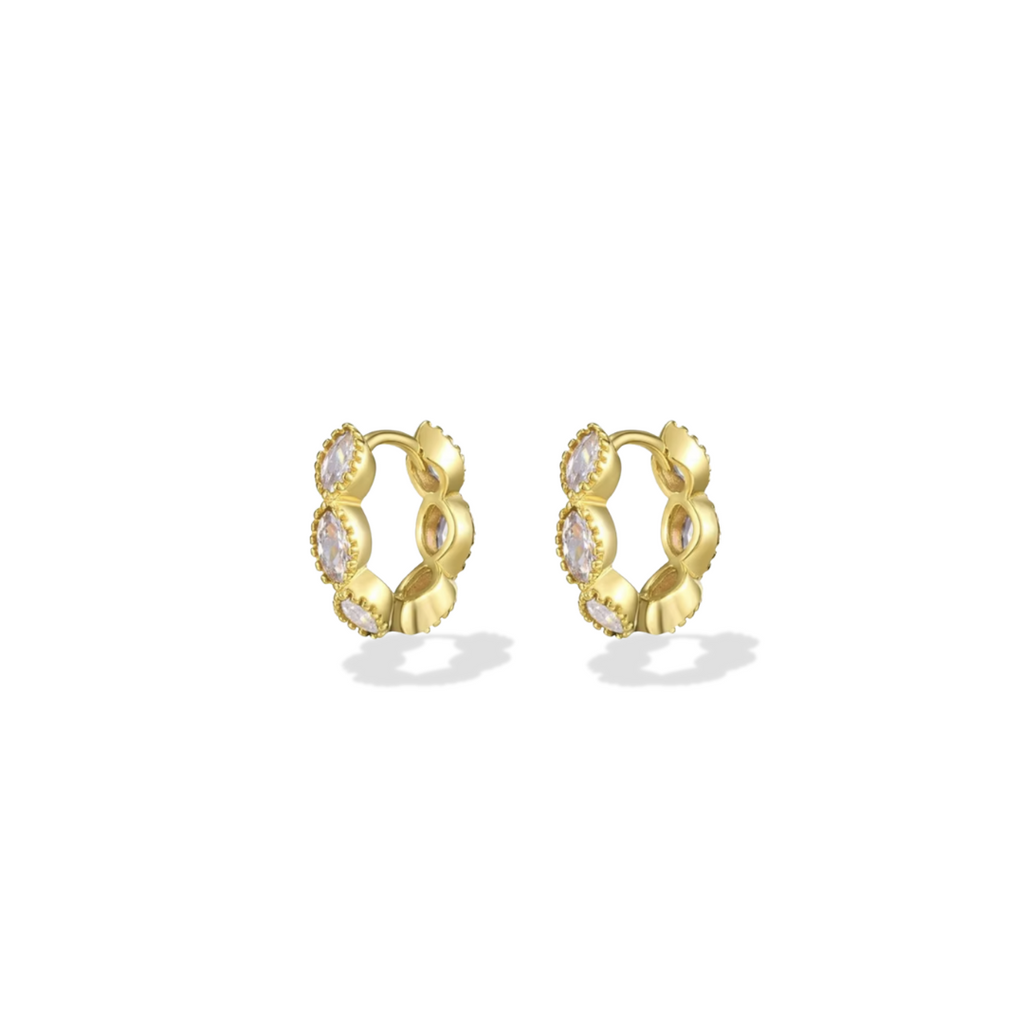 The Charmer Gold Crystal Huggie Hoops