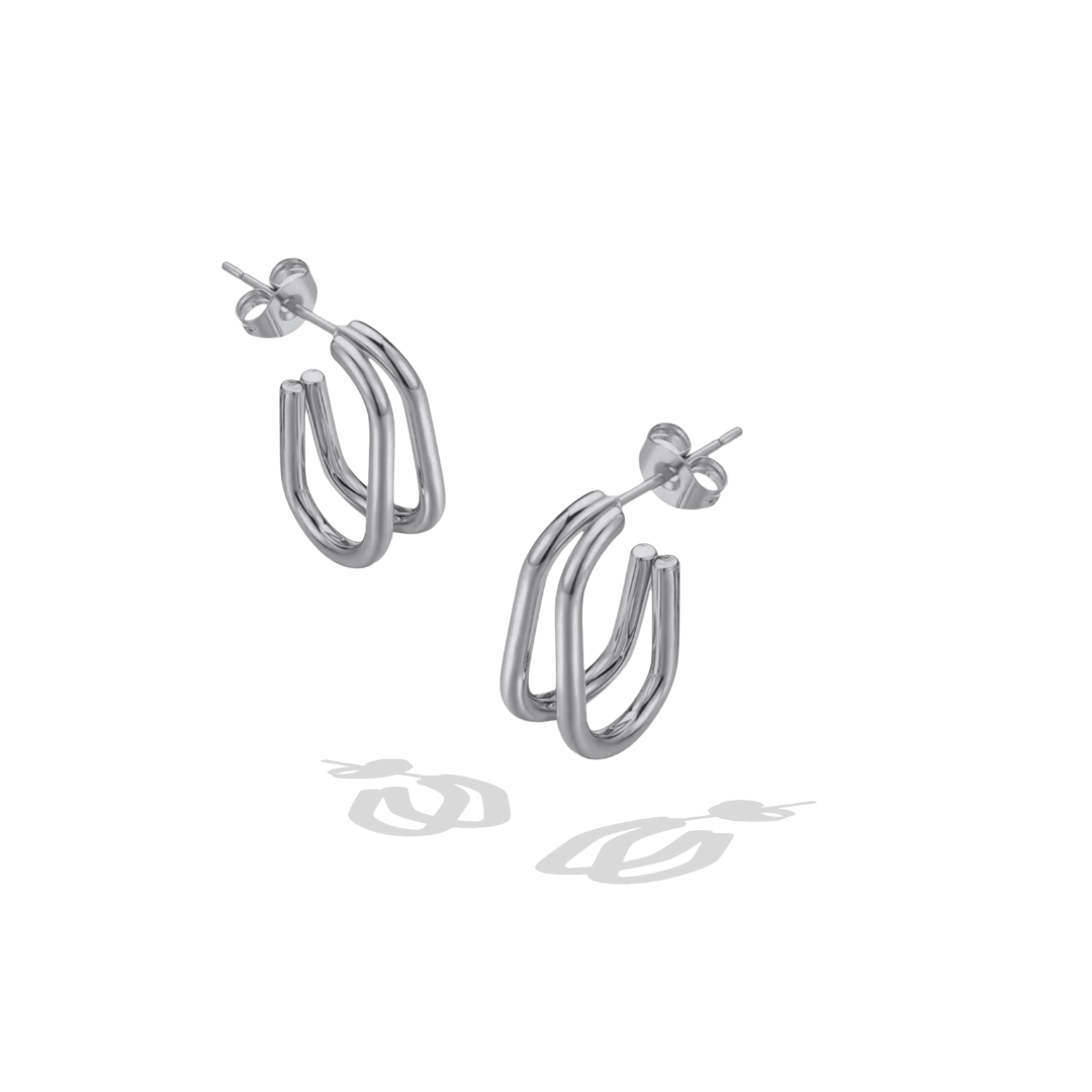 Double Dip Silver Hoop Earrings