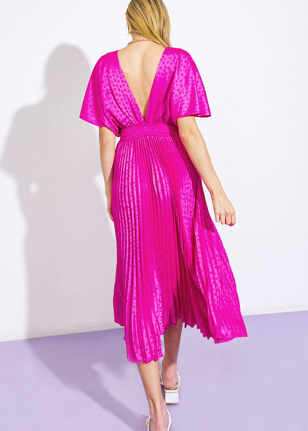 ELECTRIC BOOM SATIN MIDI DRESS