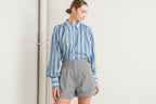 High waist tailored woven shorts with cuffed hem and side tab detail