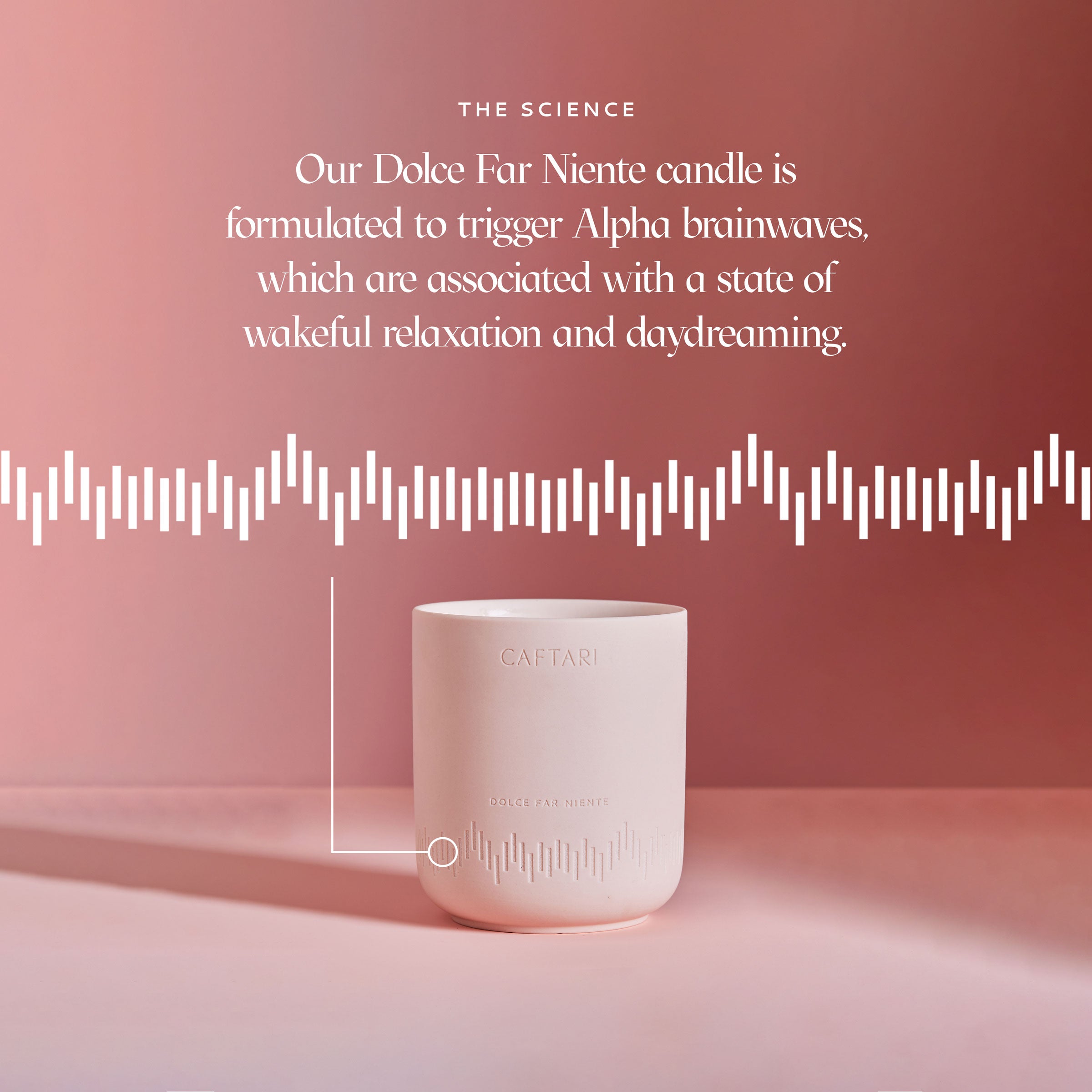 Caftari Dolce Far Niente rose candle designed to support calm presence and creativity
