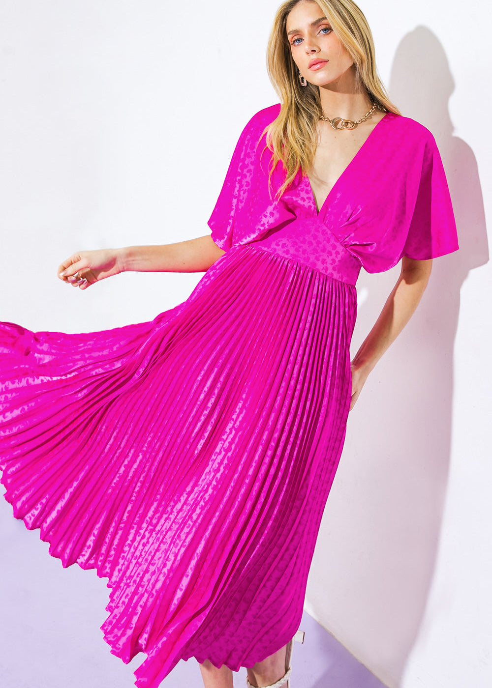 ELECTRIC BOOM SATIN MIDI DRESS Main image