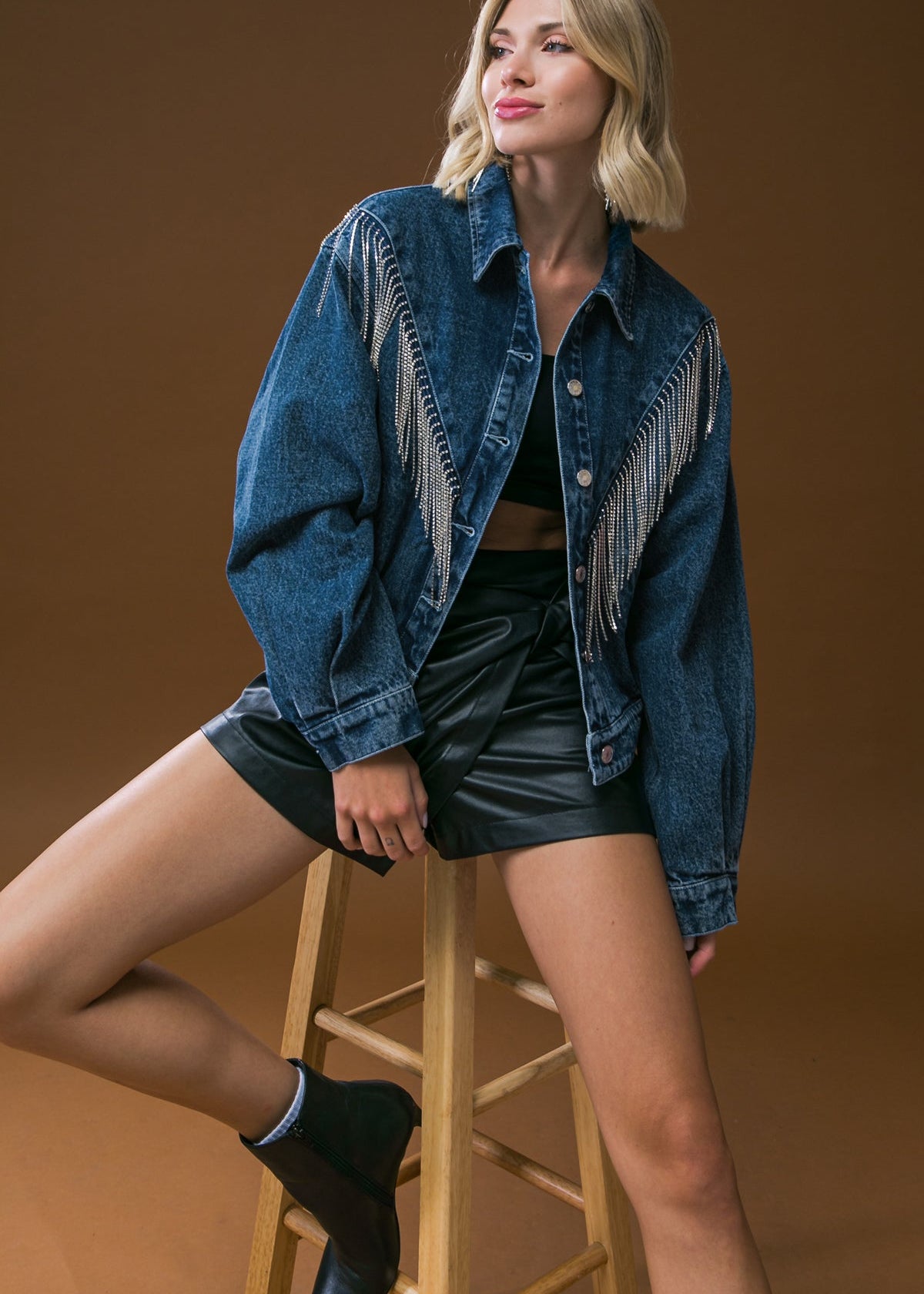 THE EVERLY FRINGE DENIM JACKET Main image