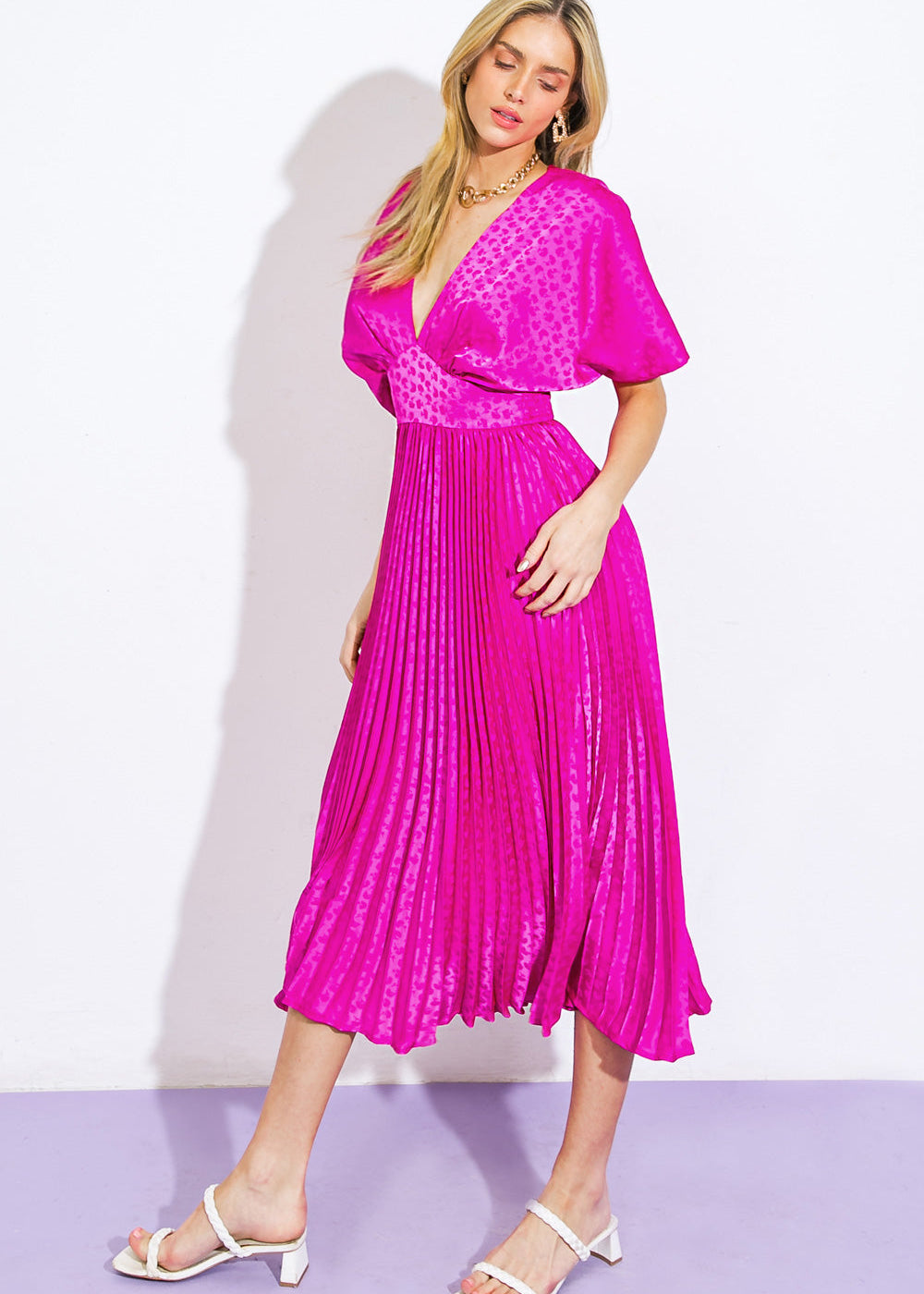 ELECTRIC BOOM SATIN MIDI DRESS