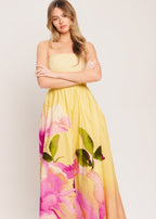 Flowy ombre woven maxi dress with strapless bodice